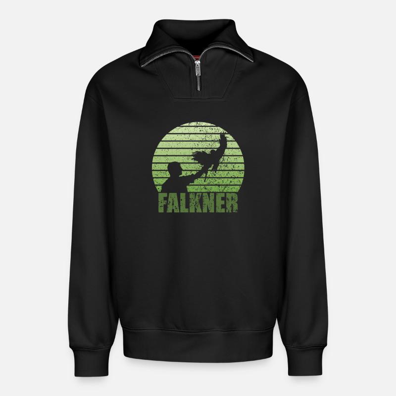 Falkner Grunge Style mit Greifvogel - Relaxed Unisex Organic Half Zip Sweatshirt – von SPREAD - Schwarz