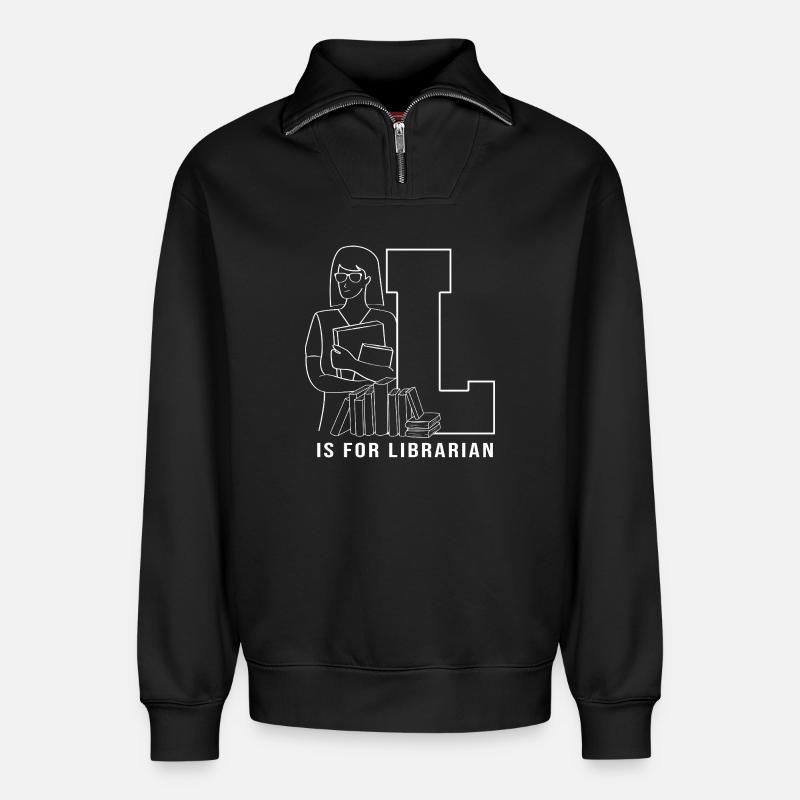 Leseratte Bibliothek Lesen - Relaxed Unisex Organic Half Zip Sweatshirt – von SPREAD - Schwarz