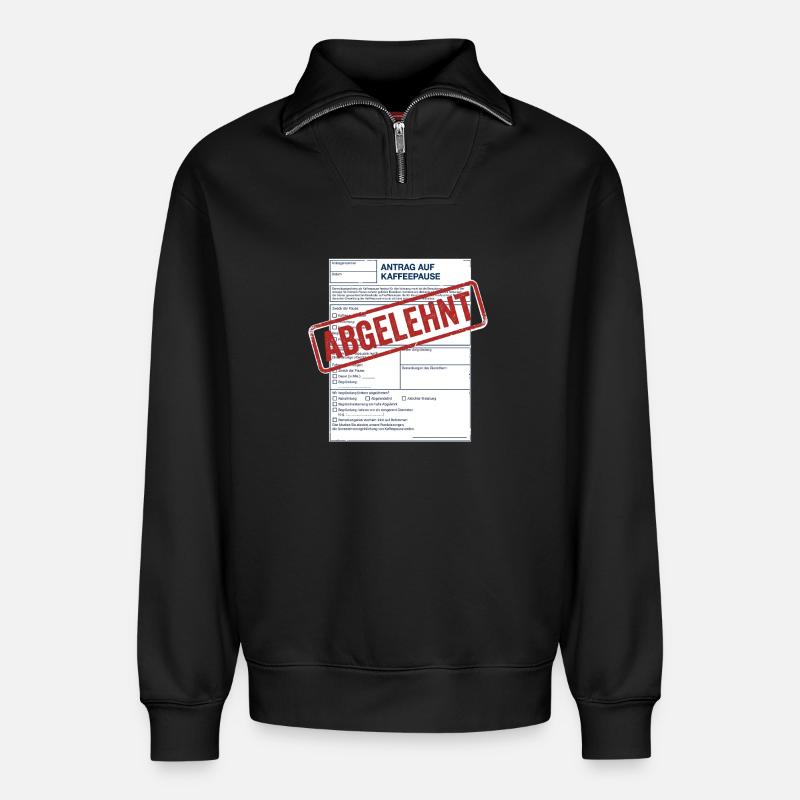 Kaffeepause - Relaxed Unisex Organic Half Zip Sweatshirt – von SPREAD - Schwarz