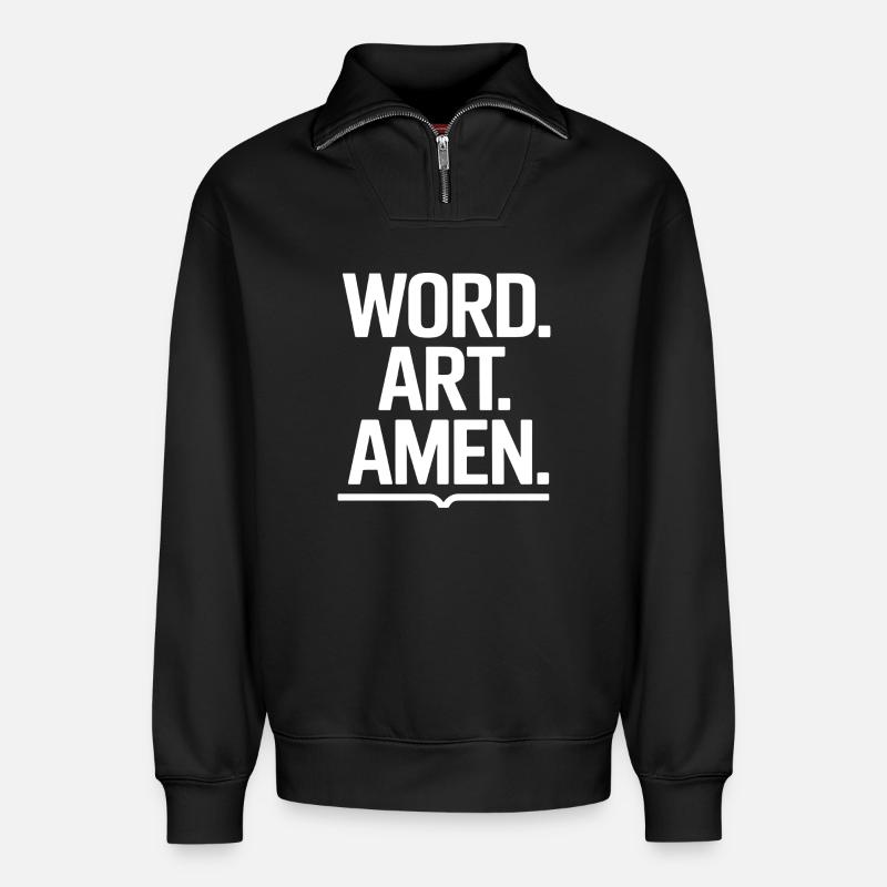 Wortkunst Amen-Typografie - Relaxed Unisex Organic Half Zip Sweatshirt – von SPREAD - Schwarz