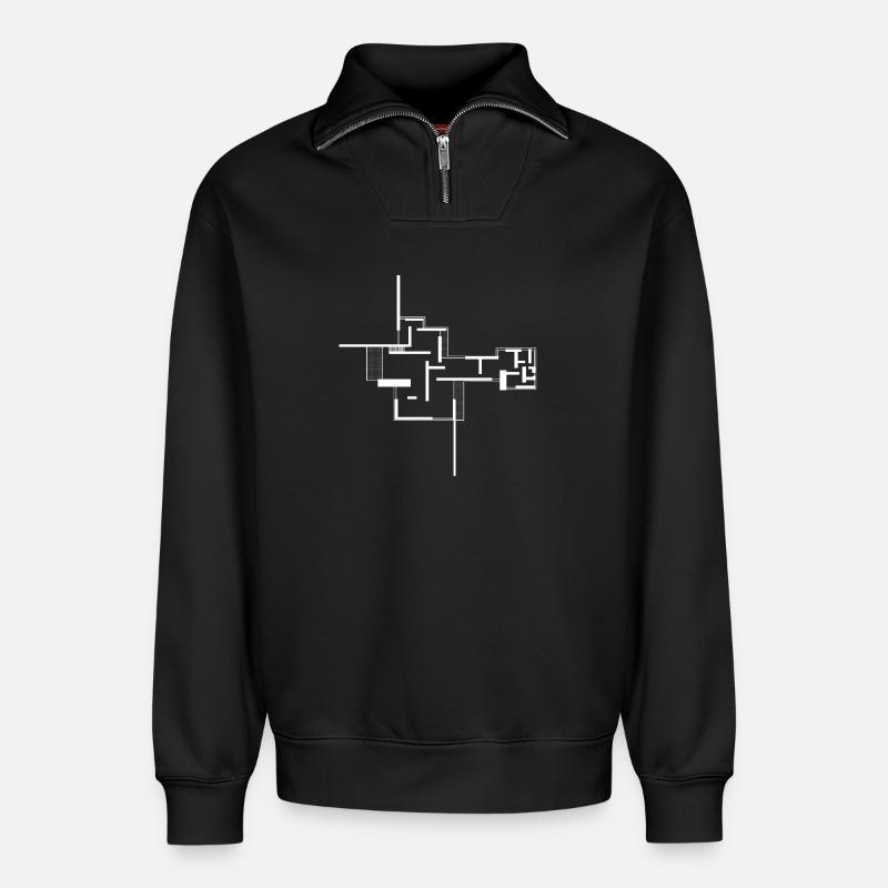 Architecture - Relaxed Unisex Organic Half Zip Sweatshirt – by SPREAD - black
