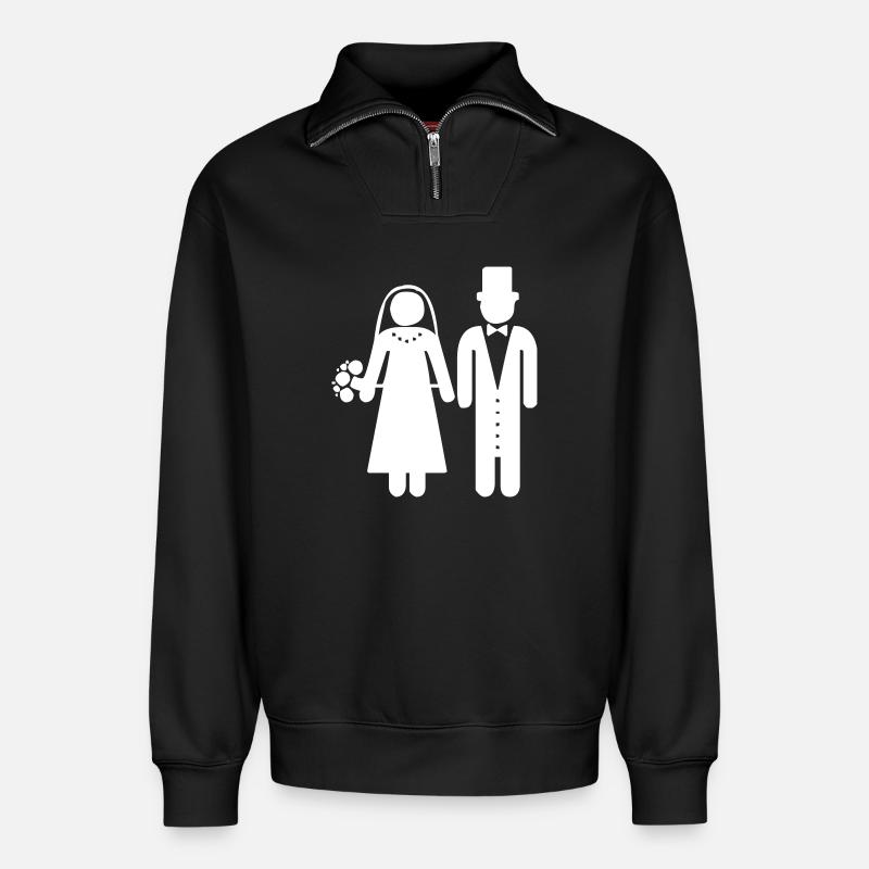 Ein Hochzeitspaar - Relaxed Unisex Organic Half Zip Sweatshirt – von SPREAD - Schwarz