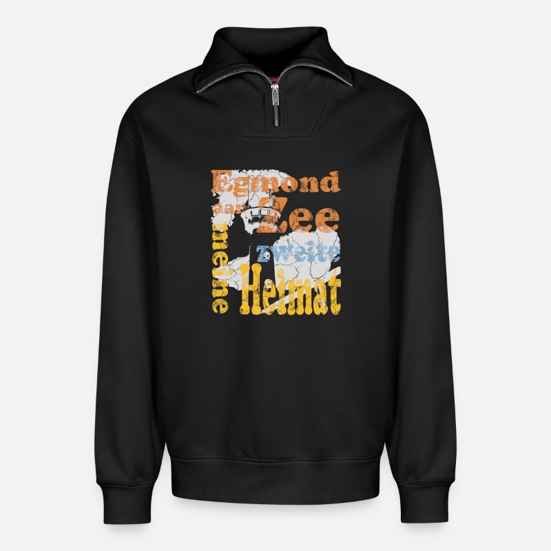 Egmond aan Zee - Relaxed Unisex Organic Half Zip Sweatshirt – von SPREAD - Schwarz