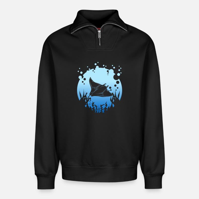 Manta Rochen - Relaxed Unisex Organic Half Zip Sweatshirt – von SPREAD - Schwarz