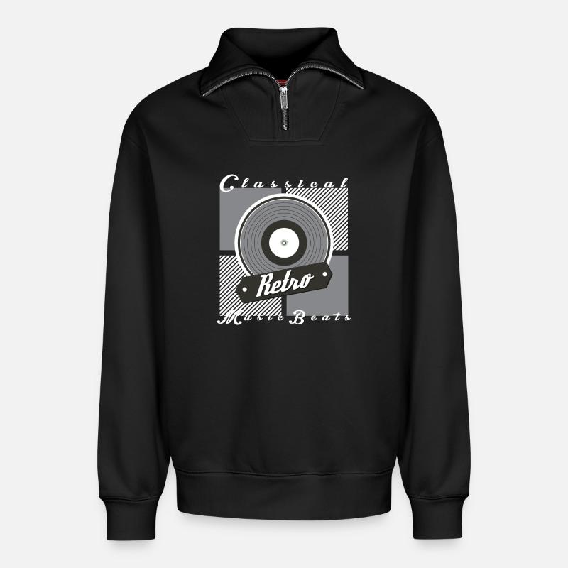 Retro Musik - Relaxed Unisex Organic Half Zip Sweatshirt – von SPREAD - Schwarz