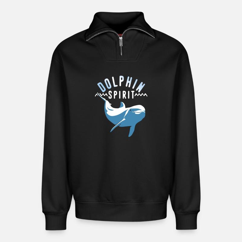 Die Seele des Delfins - Relaxed Unisex Organic Half Zip Sweatshirt – von SPREAD - Schwarz