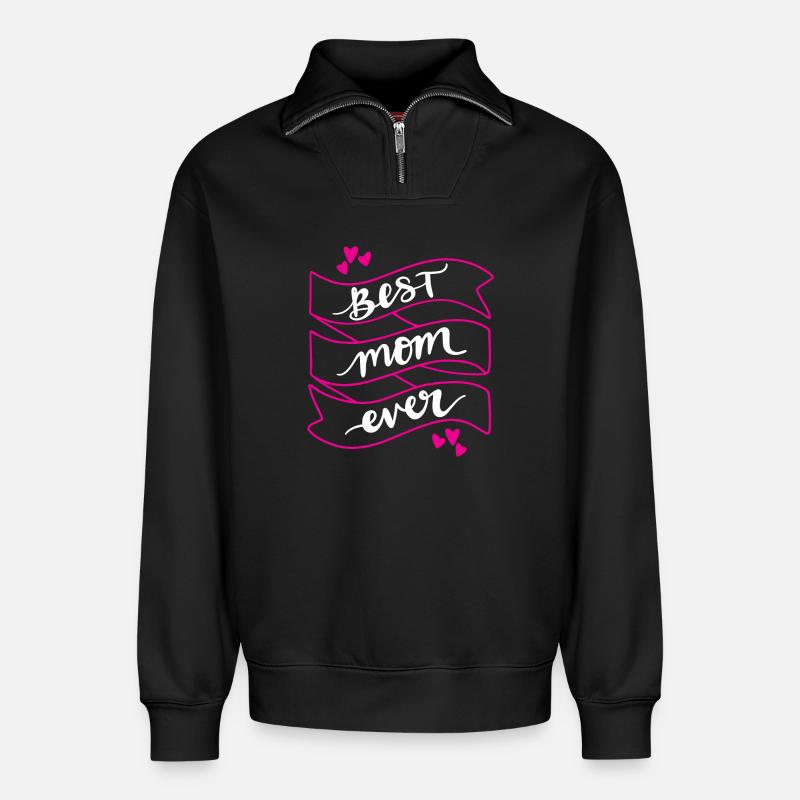 Beste Mutter aller Zeiten - Relaxed Unisex Organic Half Zip Sweatshirt – von SPREAD - Schwarz