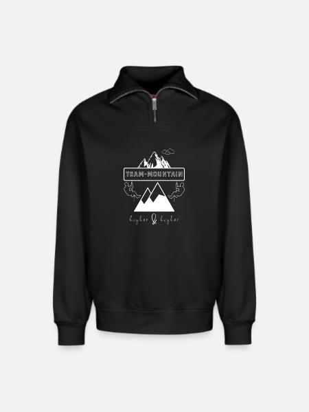 Team Mountain Mountain Adventure - Relaxed Unisex Organic Half Zip Sweatshirt – by SPREAD - black