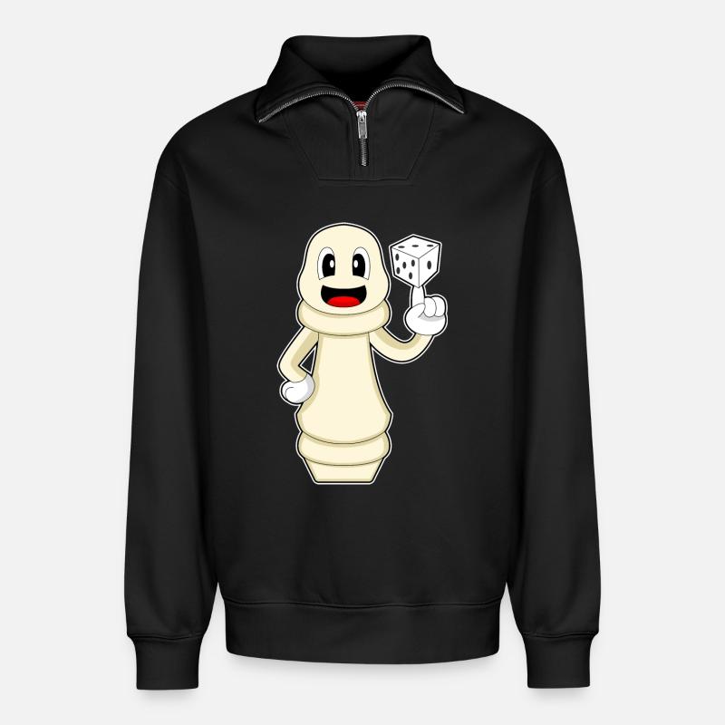 Schachfigur Bauer Schach - Relaxed Unisex Organic Half Zip Sweatshirt – von SPREAD - Schwarz