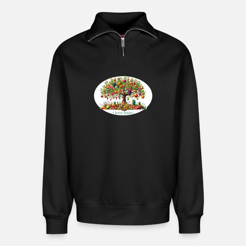 Obstbaum der Liebe - Relaxed Unisex Organic Half Zip Sweatshirt – von SPREAD - Schwarz