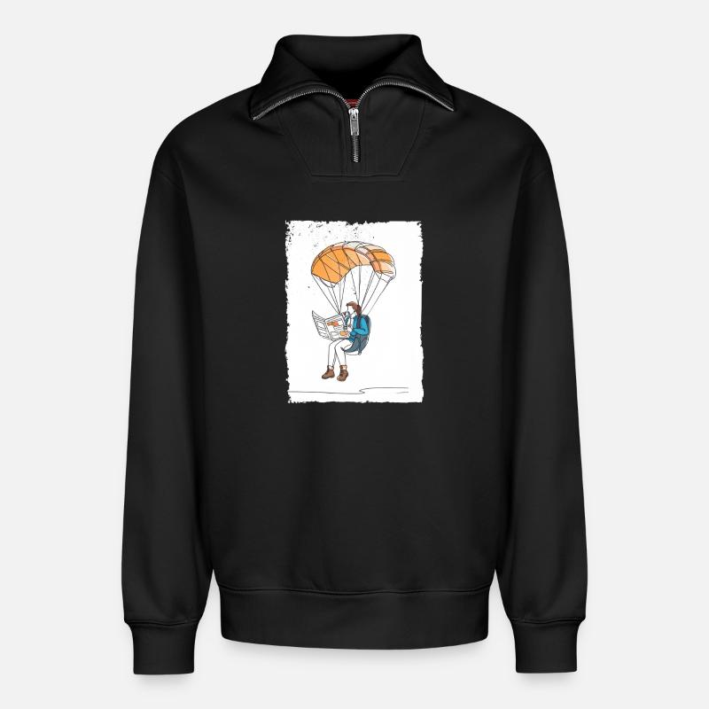 Luftfahrende Leser Illustration - Relaxed Unisex Organic Half Zip Sweatshirt – von SPREAD - Schwarz