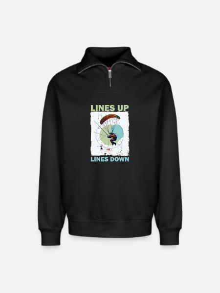 Adventurous skydive illustration - Relaxed Unisex Organic Half Zip Sweatshirt – by SPREAD - black