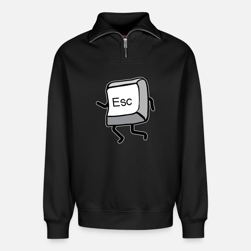 Cartoon Bewegung Esc-Taste - Relaxed Unisex Organic Half Zip Sweatshirt – von SPREAD - Schwarz