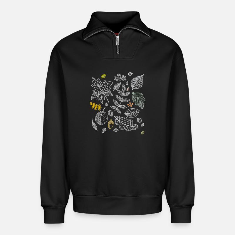 Herbst Blätter - Relaxed Unisex Organic Half Zip Sweatshirt – von SPREAD - Schwarz