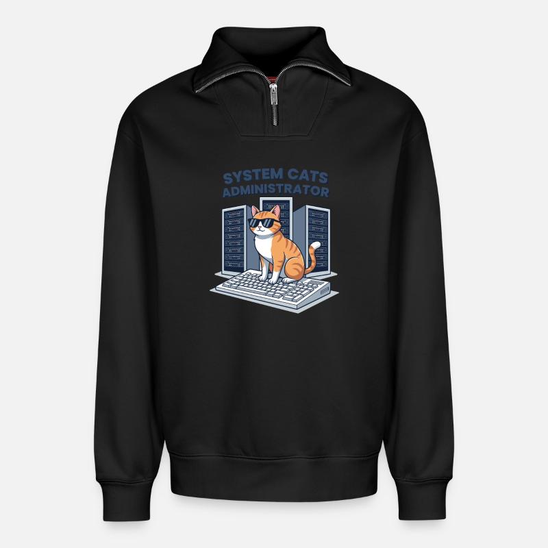 System Cats Administrator - Relaxed Unisex Organic Half Zip Sweatshirt – von SPREAD - Schwarz