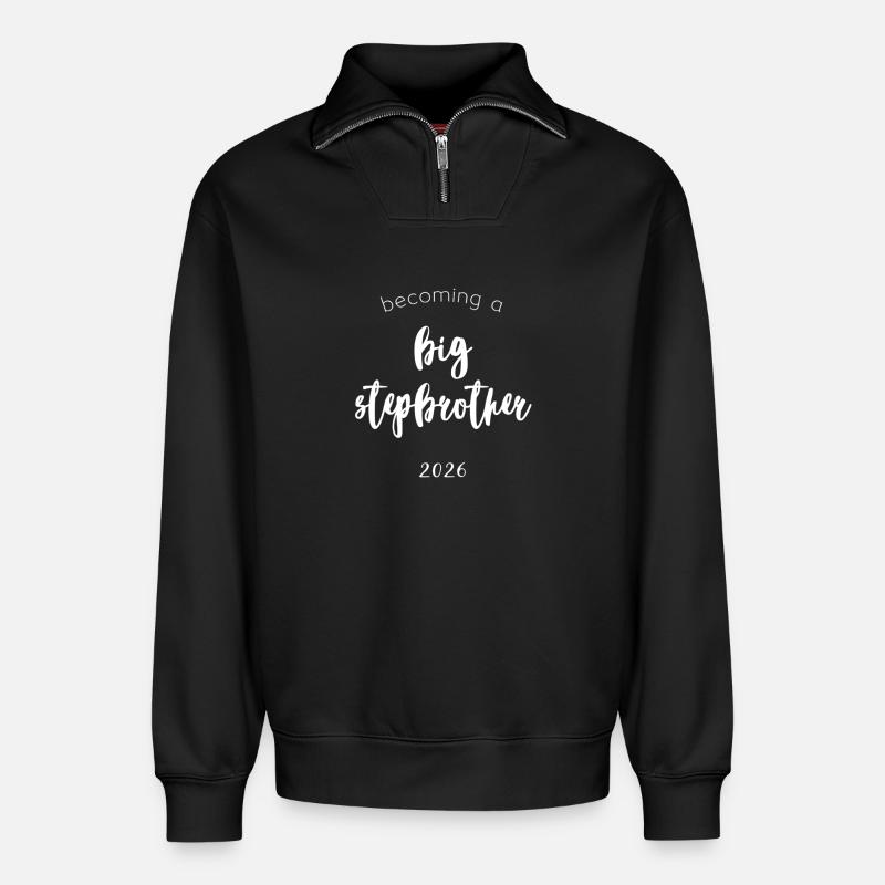 Zukünftiger Stiefbruder - Relaxed Unisex Organic Half Zip Sweatshirt – von SPREAD - Schwarz