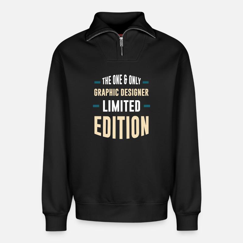 Conception graphique en édition limitée - Sweat unisexe décontracté en coton biologique à demi-zip – de SPREAD - noir