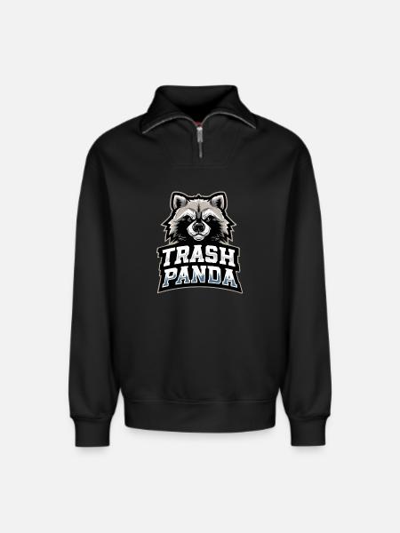 Trash Panda Waschbär Emblem - Relaxed Unisex Organic Half Zip Sweatshirt – von SPREAD - Schwarz