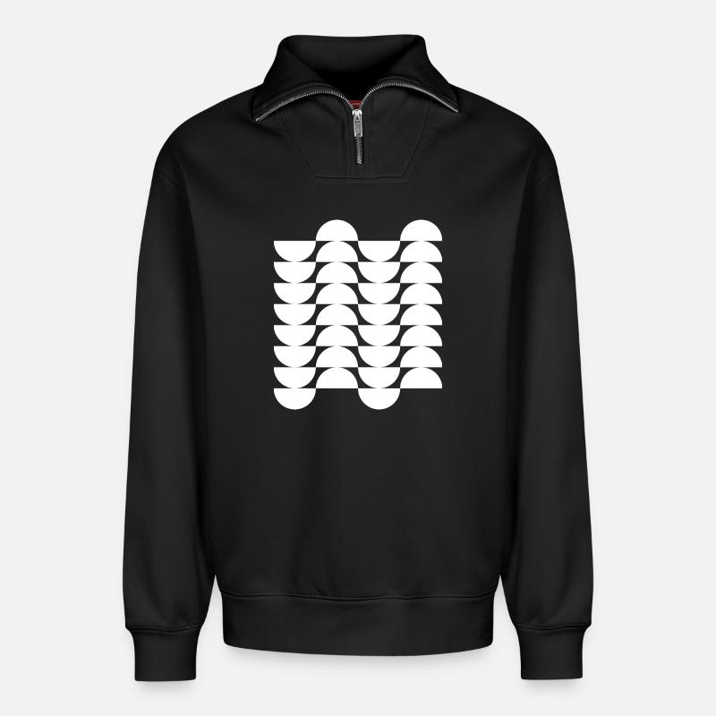 Wavegrid Half-Circle Pattern - Relaxed Unisex Organic Half Zip Sweatshirt – by SPREAD - black
