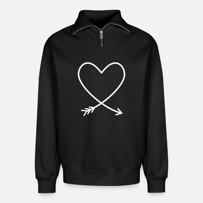 Herz Pfeil Liebe Freundschaft Geschenkidee - Relaxed Unisex Organic Half Zip Sweatshirt – von SPREAD - Schwarz