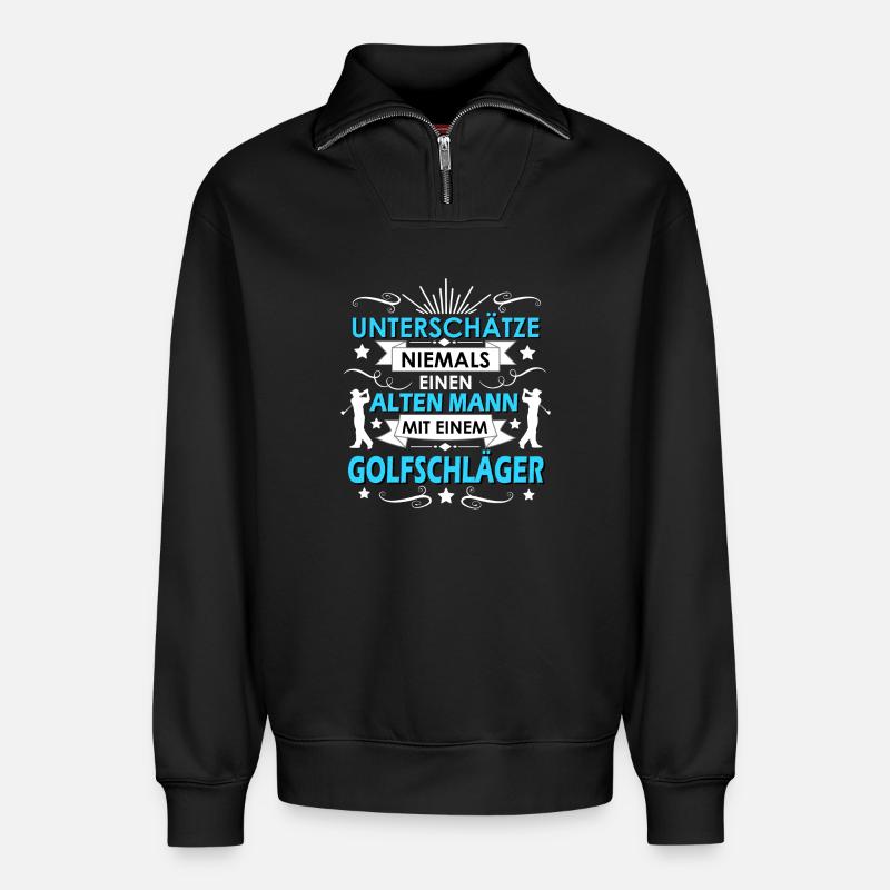 Golf Golfspieler - Relaxed Unisex Organic Half Zip Sweatshirt – von SPREAD - Schwarz