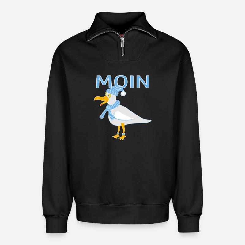 Lustige Möwe - Relaxed Unisex Organic Half Zip Sweatshirt – von SPREAD - Schwarz