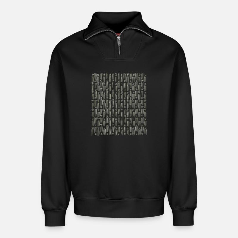 Muster - Khaki - Relaxed Unisex Organic Half Zip Sweatshirt – von SPREAD - Schwarz