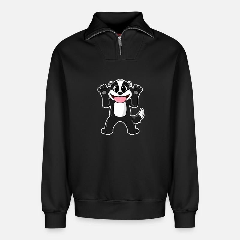 Badger Badger - Relaxed Unisex Organic Half Zip Sweatshirt – by SPREAD - black