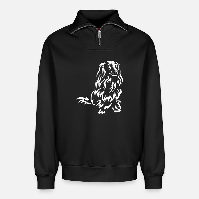 Teckel « Édition Noire » - Sweat unisexe décontracté en coton biologique à demi-zip – de SPREAD - noir