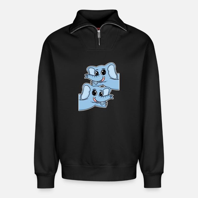 Elefant Elefanten - Relaxed Unisex Organic Half Zip Sweatshirt – von SPREAD - Schwarz