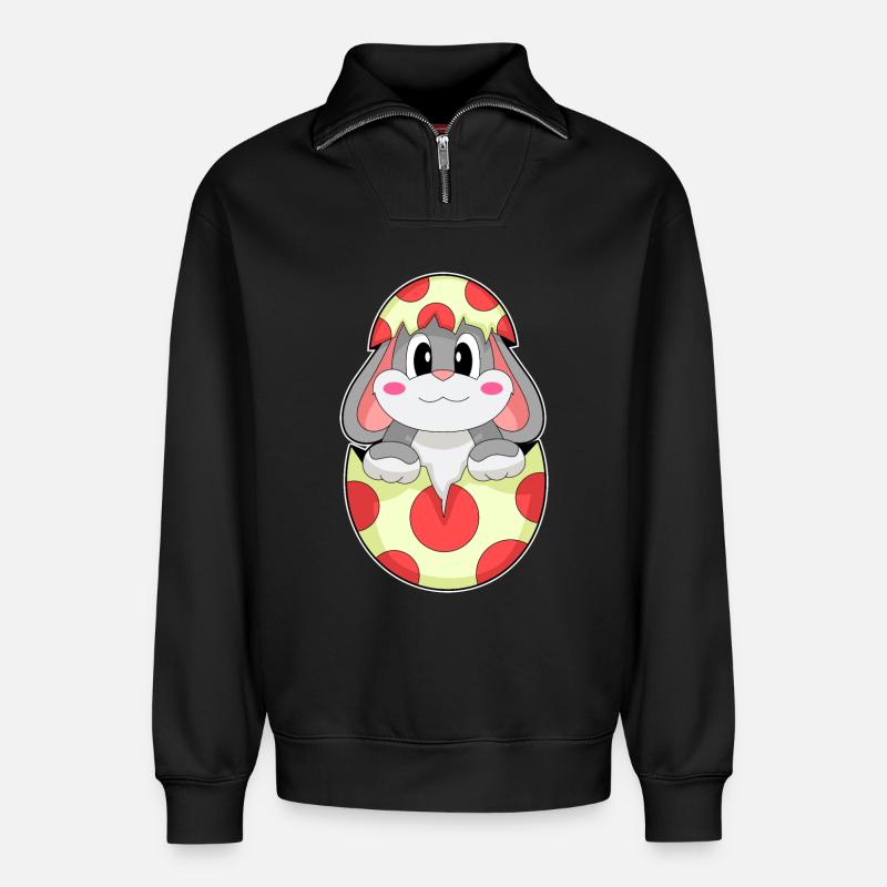 Hase Ei - Relaxed Unisex Organic Half Zip Sweatshirt – von SPREAD - Schwarz