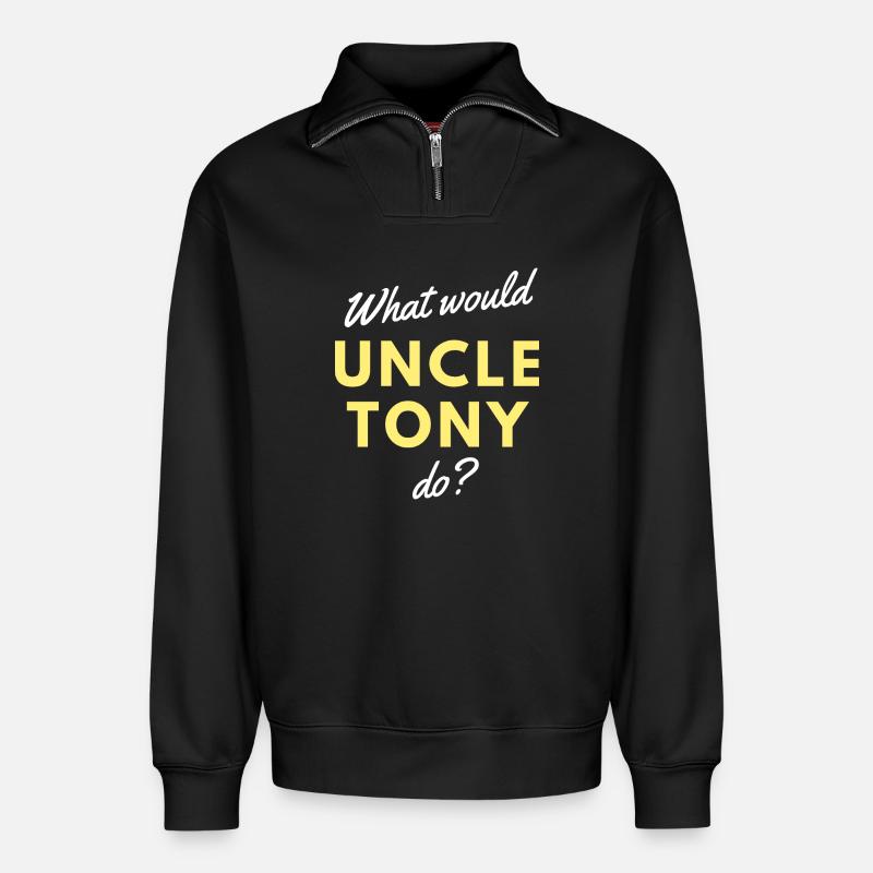 uncle tony - Relaxed Unisex Organic Half Zip Sweatshirt – von SPREAD - Schwarz