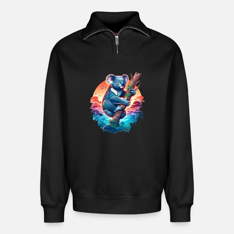 Koala - Relaxed Unisex Organic Half Zip Sweatshirt – von SPREAD - Schwarz