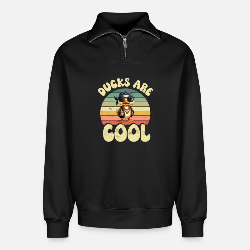 Duck Ducks - Relaxed Unisex Organic Half Zip Sweatshirt – by SPREAD - black
