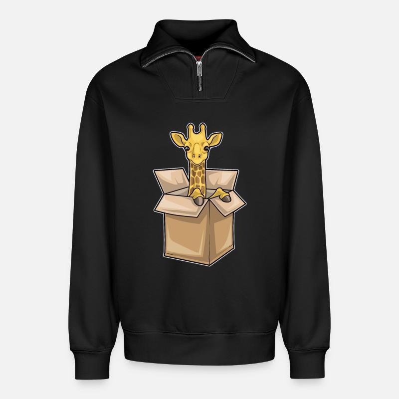 Giraffe Box - Relaxed Unisex Organic Half Zip Sweatshirt – von SPREAD - Schwarz