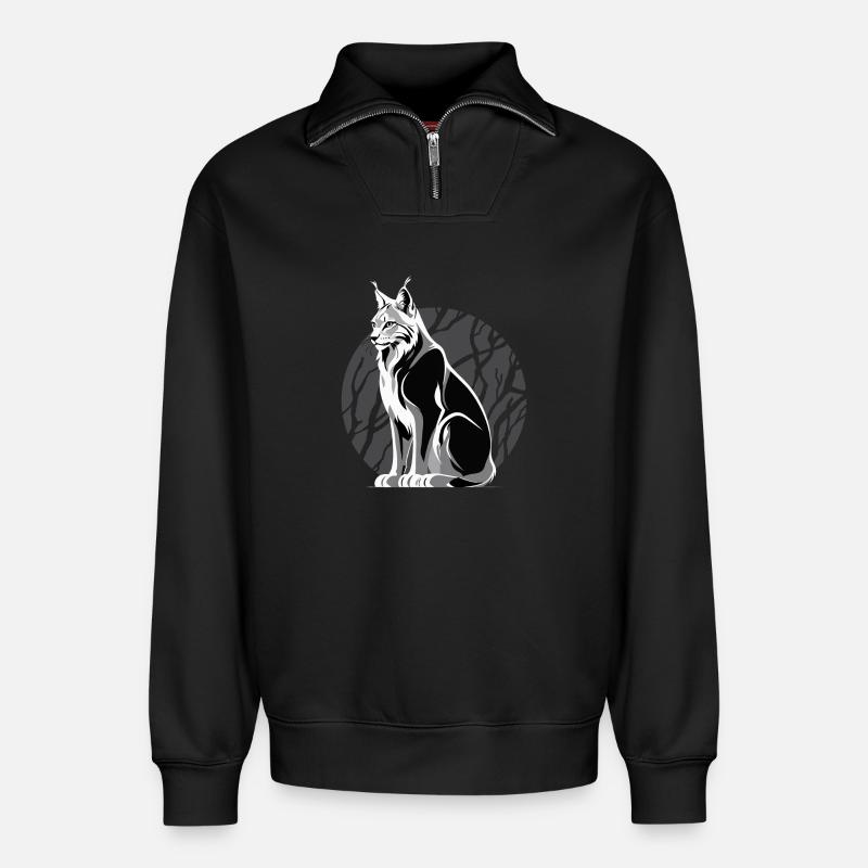Lynx - Relaxed Unisex Organic Half Zip Sweatshirt – by SPREAD - black