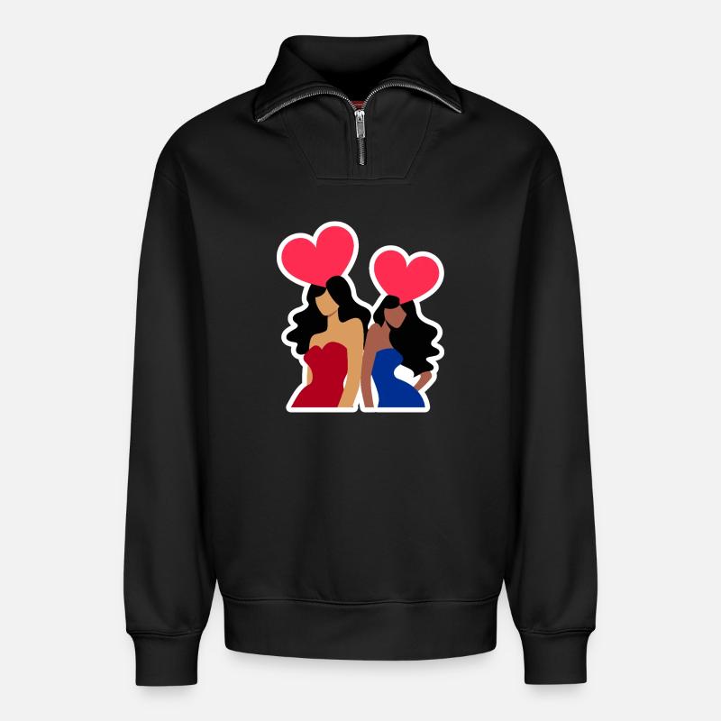 Galentine's Day 2026 Mädchen - Relaxed Unisex Organic Half Zip Sweatshirt – von SPREAD - Schwarz