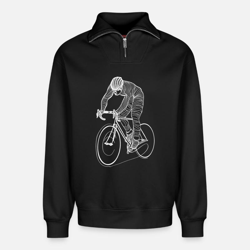 Radfahrer - Relaxed Unisex Organic Half Zip Sweatshirt – von SPREAD - Schwarz