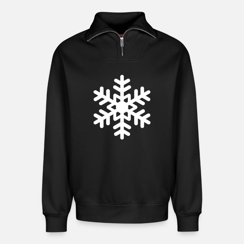 Neige Flake - Sweat unisexe décontracté en coton biologique à demi-zip – de SPREAD - noir