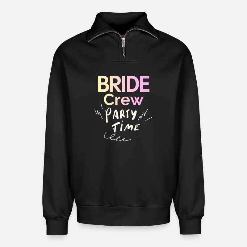Bride Crew - Relaxed Unisex Organic Half Zip Sweatshirt – von SPREAD - Schwarz