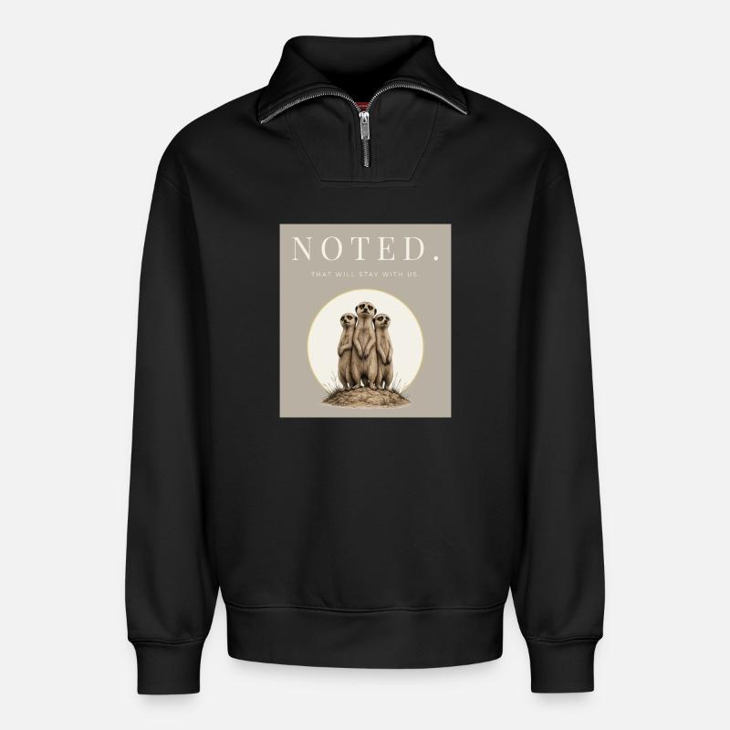 Noted Funny Meerkat - Relaxed Unisex Organic Half Zip Sweatshirt – von SPREAD - Schwarz