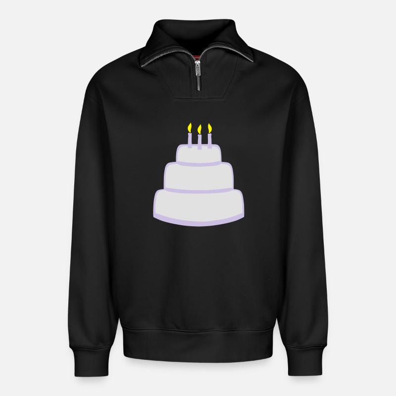 Birthday cake - Sweat unisexe décontracté en coton biologique à demi-zip – de SPREAD - noir