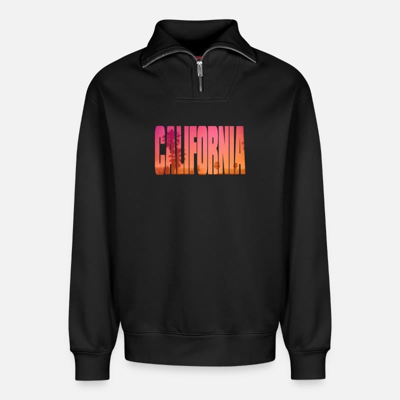 California - Relaxed Unisex Organic Half Zip Sweatshirt – by SPREAD - black