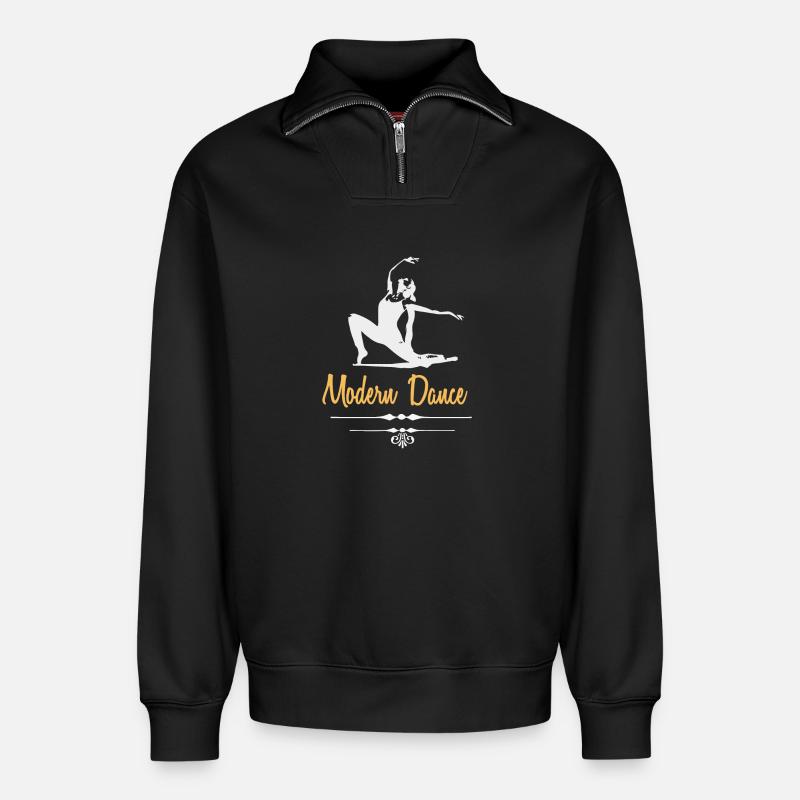 Danse moderne Danse Ballet - Sweat unisexe décontracté en coton biologique à demi-zip – de SPREAD - noir