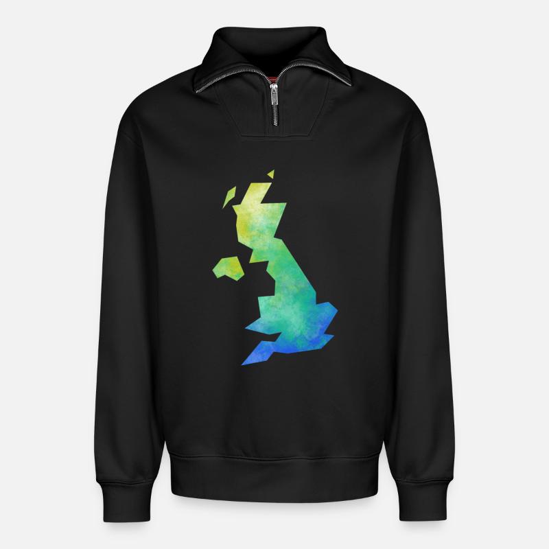 Map UK - Relaxed Unisex Organic Half Zip Sweatshirt – by SPREAD - black