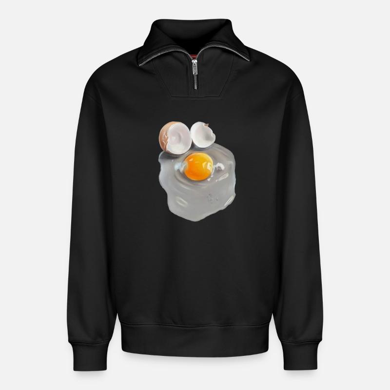 Eierbild im Grau-Abstrakt - Relaxed Unisex Organic Half Zip Sweatshirt – von SPREAD - Schwarz