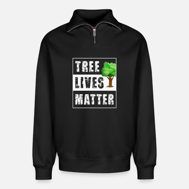 Baum Bäume - Relaxed Unisex Organic Half Zip Sweatshirt – von SPREAD - Schwarz