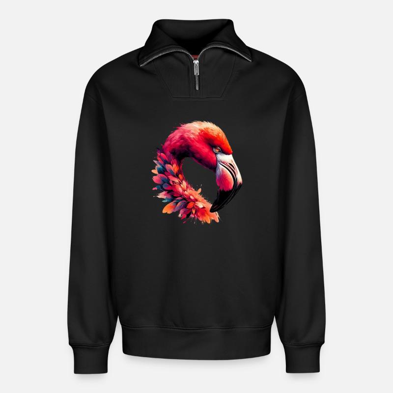 Flamingo - Relaxed Unisex Organic Half Zip Sweatshirt – von SPREAD - Schwarz