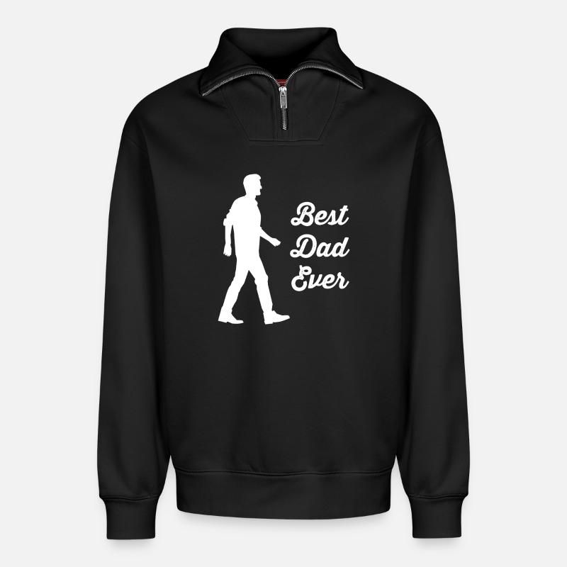 Père - Sweat unisexe décontracté en coton biologique à demi-zip – de SPREAD - noir