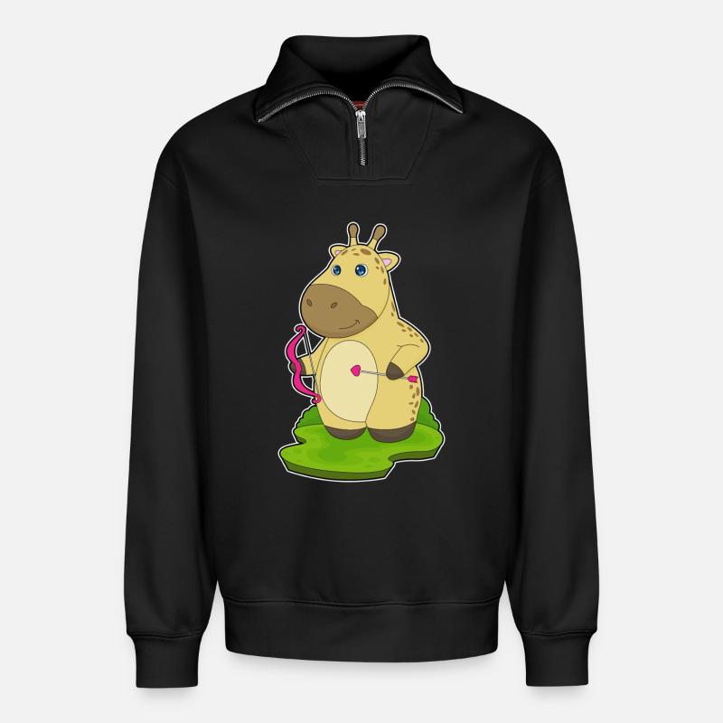 Giraffe Bogenschütze Bogen - Relaxed Unisex Organic Half Zip Sweatshirt – von SPREAD - Schwarz